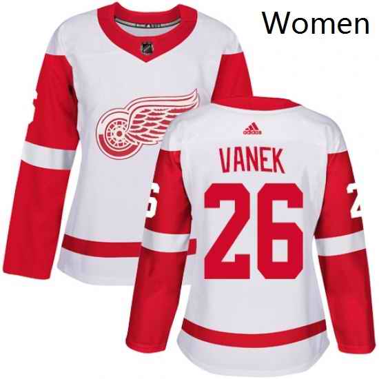 Womens Adidas Detroit Red Wings 26 Thomas Vanek Authentic White Away NHL Jersey